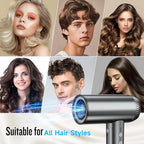 2026 Hair Dryer, 200,000 RPM Professional High Speed Blow Dryer with Diffuser for Women, 1200M Negative Ionic Hair Dryer with Brushless Motor, Low Noise Hair Blow Dryer for Home Travel Salon,Gray