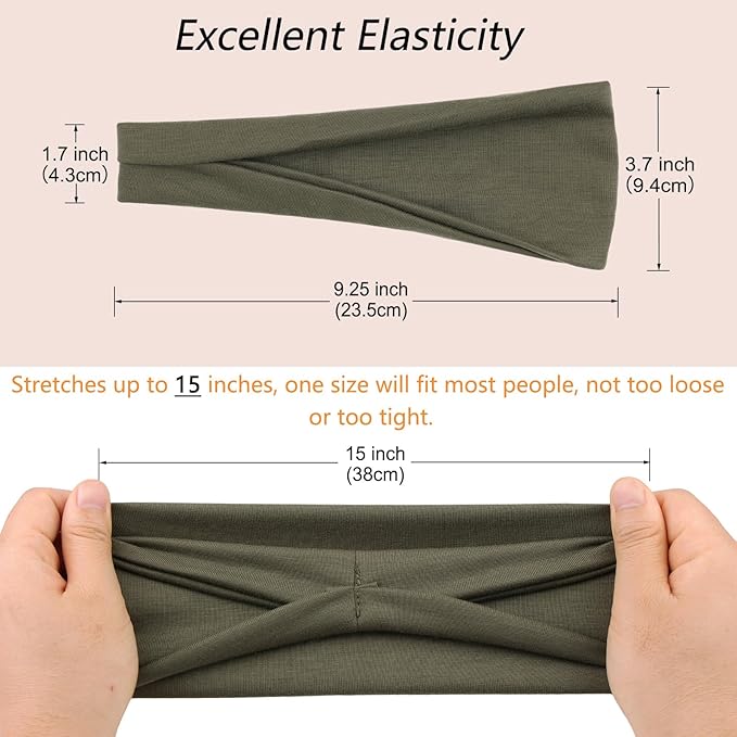 Workout Headbands for Women Wide Non Slip Super Soft Sports Hairbands 6 Pack Trendy Elastic Head Bands Fashion Yoga Summer Hair Accessories