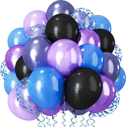 Black Purple Blue Balloon, 12Inch Metallic Navy Blue Purple Black Balloon Pearl by TAOYE