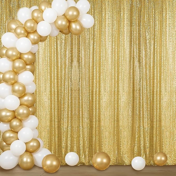 Sugargirl Gold Sequin Backdrop Curtain 4FTx8FT Glitter Gold Background Drapes by Sugargirl