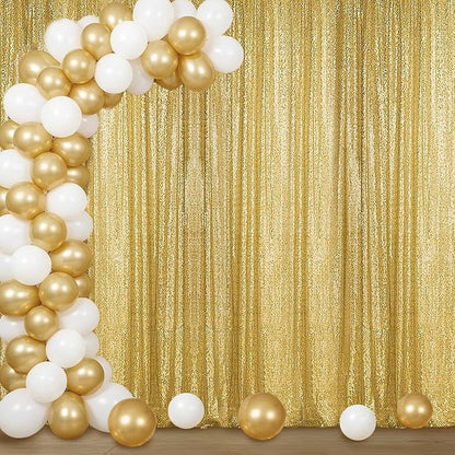 Sugargirl Gold Sequin Backdrop Curtain 4FTx8FT Glitter Gold Background Drapes by Sugargirl