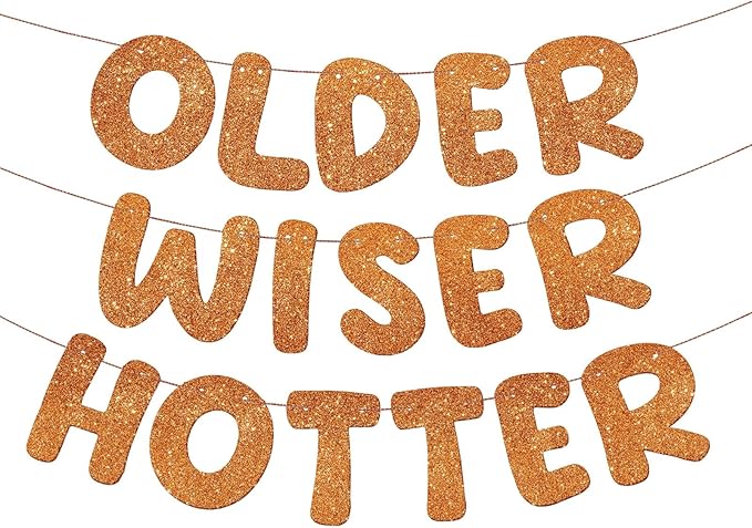 Fulmoon Set of 3 Pre Strung Older Wiser Hotter Glitter Banner Funny Birthday by Fulmoon