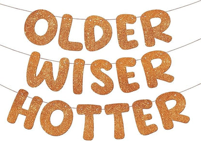 Fulmoon Set of 3 Pre Strung Older Wiser Hotter Glitter Banner Funny Birthday by Fulmoon