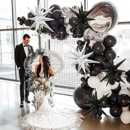 HILAVO 6PCS Silver Black Star Balloons, 22Inch Large Star Balloon Foil Balloons - Image 4
