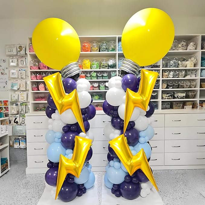 6Pcs Lightning Balloons Bolt Foil Party, 36 Inch Yellow Flash Lightning Shaped - Image 6