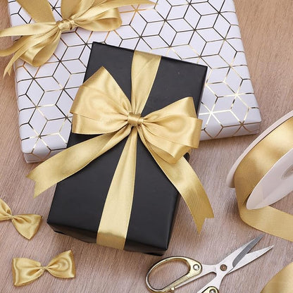 woric Gold Ribbon 1 Inch 50 Yards Gold Satin Ribbon Gift Bows | Wedding Floral - Image 5