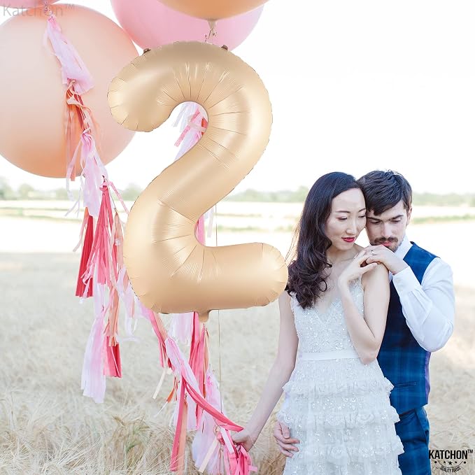 KatchOn Caramel Number 2 Balloon 40 Inch 2nd Birthday Decorations - Image 5