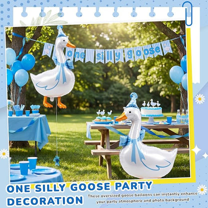 Soulchen 6 Pcs One Silly Goose Balloons Set 33" Giant White Goose Foil Balloons - Image 5