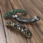 Large Hair Barrettes for Women Fine Thick Hair, French Barrette Hair Clips Ponytail Clamps Clasp Stylish Hair Accessories- 3Pcs (Black, Brown, Green)