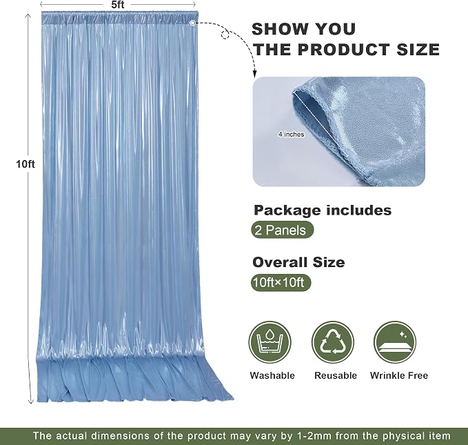gogoparti 10x10FT Baby Bule Sequin Backdrop Curtain - Image 6