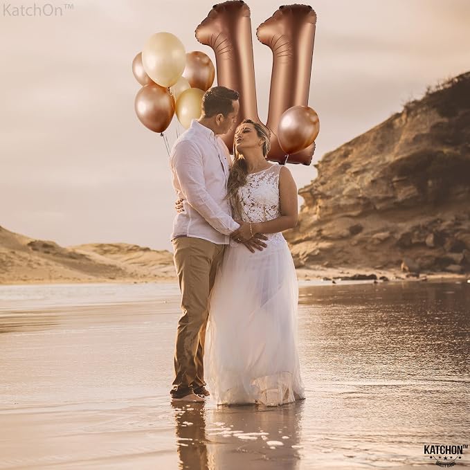 KatchOn Coffee Brown Number 11 Balloon 40 Inch, 11th Birthday Balloon Decor | - Image 6