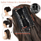 Claw Clip Ponytail Extension 18 Inch Curly Wavy Ponytail Extension Jaw Clip on Pony Tails Hairpiece for Women Fluffy Natural Synthetic for Daily Use (Dark Chestnut Brown)