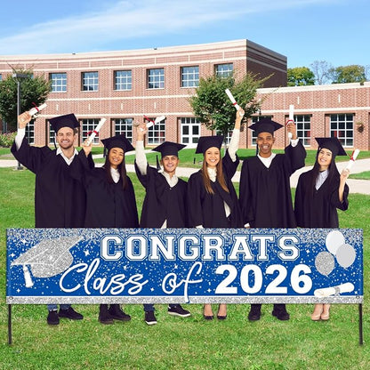 Large Congrats Grad Banner Light Blue Class of 2026 Banner | Backdrop 2026 Yard - Image 5