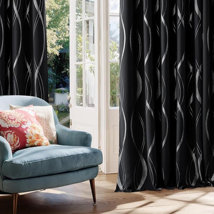 NICETOWN Black Out Floral Curtain Panels 84 inches Long - Image 2