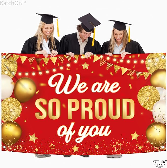 KatchOn Red We are So Proud of You Banner 72x44 Inch | Graduation Banner - Image 8