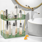 Bathroom Counter Organizer Countertop Storage Skincare Countertop Makeup Organizer Cosmetics Skincare Organizers Holder for Perfume-Green-golden pole