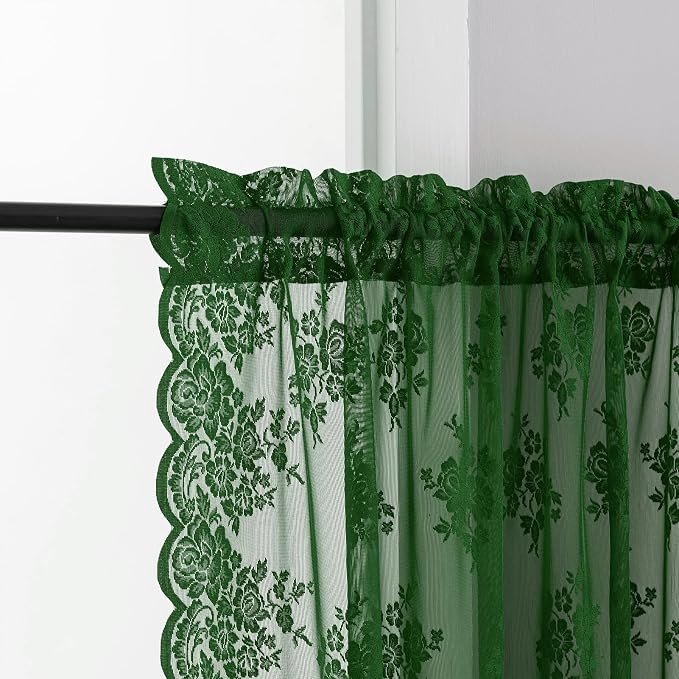 Kotile Dark Green Short Lace Curtains - Image 3