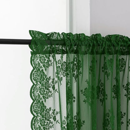 Kotile Dark Green Short Lace Curtains - Image 3