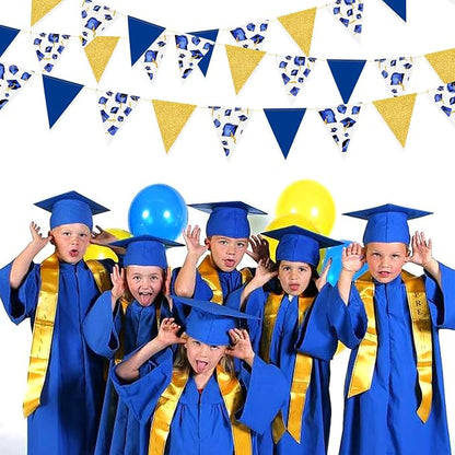 Navy Gold Graduation Decorations 2026 Blue Gold Grad Hat Cap Banner Triangle - Image 7