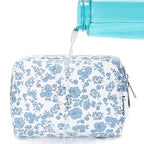 Narwey Small Cute Floral Makeup Bag for Purse Mini Cosmetic Bag Travel Makeup Pouch Zipper Pouch Cute Make up Bags with Compartments for Women Girls (Little Blue Flower, Small)