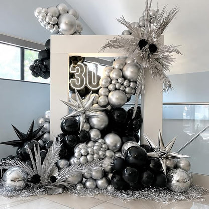Black and Silver Balloons, 60 Packs 12 Inch Chrome Metallic Silver Balloons and - Image 4