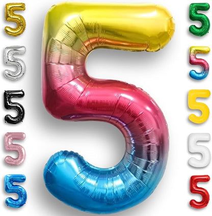 Rainbow Number Balloons 5 Mylar Foil 40 Inch by Unknown