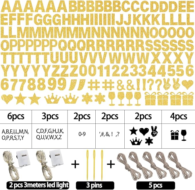 175Pcs DIY Glitter Customizable Banner Kit Custom Banner Happy Birthday - Image 3