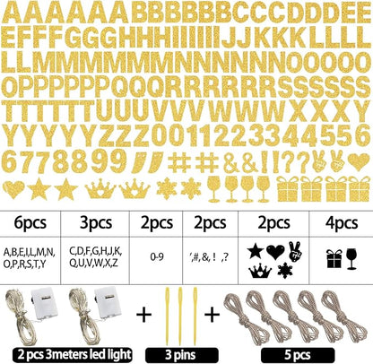 175Pcs DIY Glitter Customizable Banner Kit Custom Banner Happy Birthday - Image 3