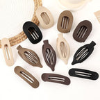 12 Pack Flat Hair Clips for Women-3 Styles Matte Neutral Flat Claw Clips, Black, Blonde,Light Brown & Dark Brown, French Duckbill Styling Accessories (Matte Neutral-4)