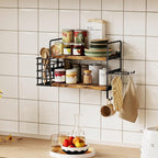 3-in-1 Wall Mounted Hair Dryer Holder with 2 Tier Shelves & Detachable Basket, Space Saving Organizer for Bathroom, Kitchen, Bedroom, Rust-Resistant, Easy Install