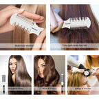 Round Brush for Blow Drying, 1 inch Small Round Barrel Hair Brushes with Ball Tip Boar Bristles, Nano Tech Thermal Ceramic Ionic, Double Edge Razor Comb for Hair Cutting Included
