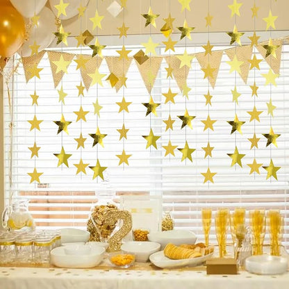 BEISHIDA Gold Glitter Star Garland Banner Decor Twinkle Star Banner Backdrop - Image 3