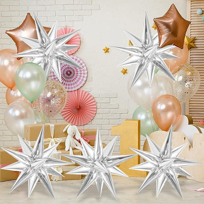60 Pcs Star Balloons Explosion 12 Point Foil Cone Balloons Magic Balloon Large - Image 4