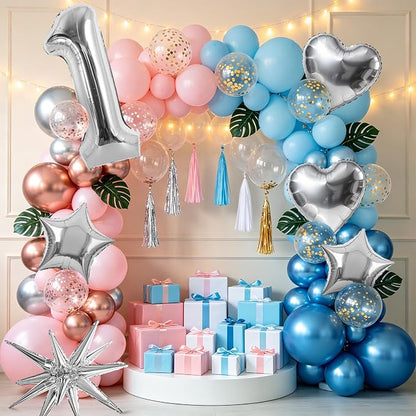 TONIFUL 1st Birthday Balloons Kit 40Inch Silver Large Number 1 Foil Balloon | - Image 6