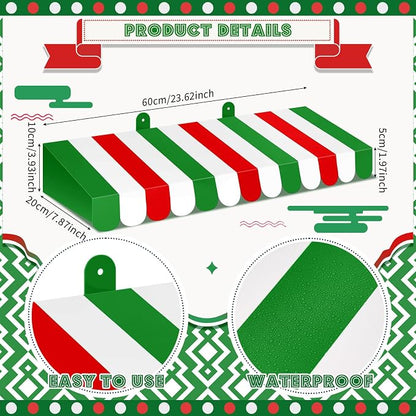 Boao 4 Pack 3D Striped Italian Awning Decorations, Carnival Carnival Display - Image 2