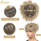 QUEENTAS Blonde Hair Topper for Women with Thinning Hair 6.5"*6"Large Coverage Short Synthetic Pieces with 5 Clips in Wiglets(Ombre Blonde)
