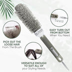 Round Brush, 32 mm/1.3 Inch Barrel with 2 Clips – Round Hair Brush with Flexible Nylon 66 Bristles Nano Ionic Heat Resistant Tech for Professional Curling, Styling & Shining Texture