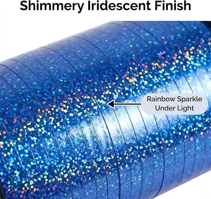 500 Yards Blue Curling Crimped Ribbon Blue Balloon String Shiny Metallic Roll - Image 3