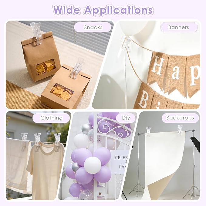 RELBRO Spring Clamps with Balloon Clips Set, 3.5 Inch, 50 Flower-shaped Balloon - Image 7