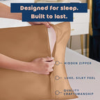 BLISSFORD Luxury Satin Pillowcase for Hair – Queen Satin Pillowcase with Zipper, Camel (Pillowcase Set of 2)