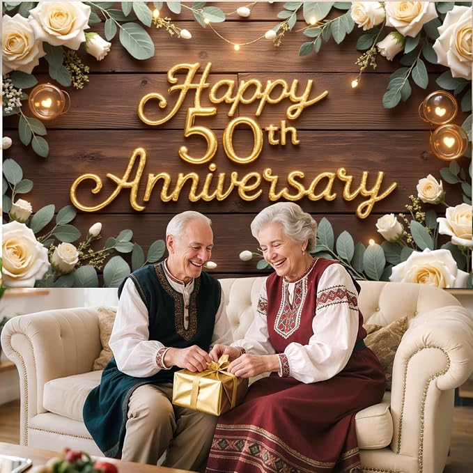 Happy 50th Anniversary Decorations Banner, 50th Wedding Anniversary Party - Image 3