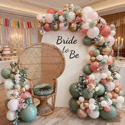 Bridal Shower Bride Balloons Arch Garland Kit | 139pcs Sage Green Retro Dusty - Image 7