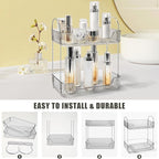 Bathroom Counter Organizer Countertop Storage Skincare Countertop Makeup Organizer Cosmetics Skincare Organizers Holder for Perfume-Grey-silver pole