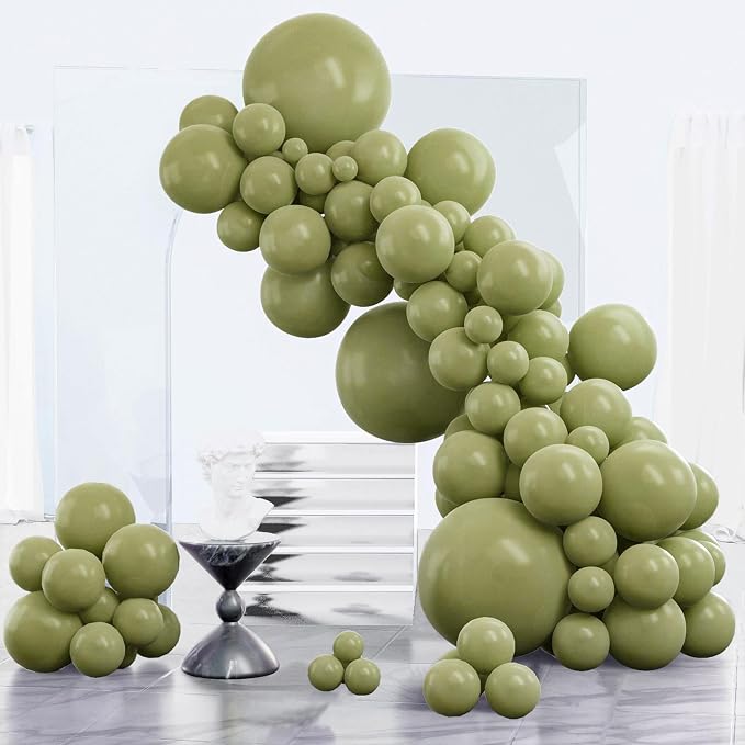 PartyWoo Sage Green Balloons 123pcs Olive Boho Green Color 18 12 10 5 Inch | 18 by PartyWoo
