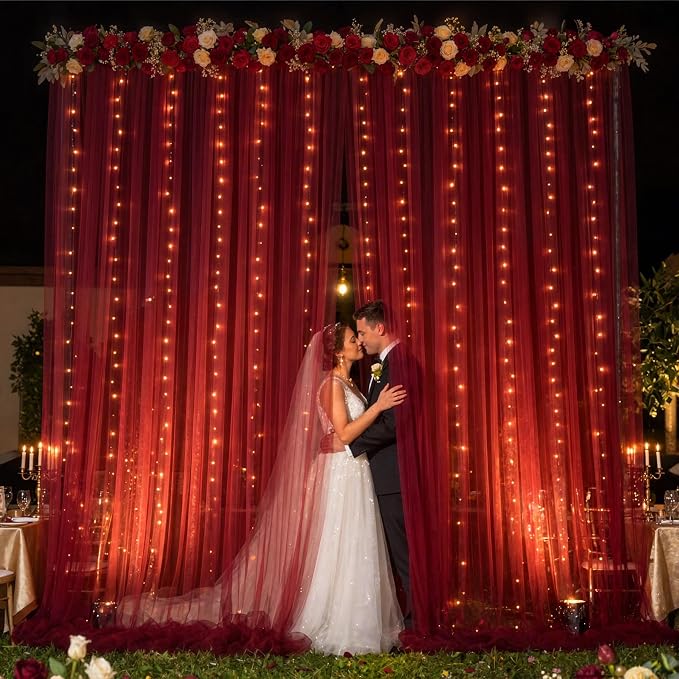 10x10ft Burgundy Tulle Backdrop Curtain - Image 3