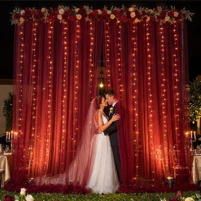20x10ft Burgundy Tulle Backdrop Curtain - Image 4