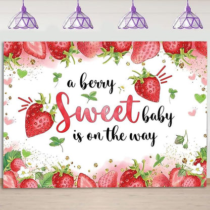 HQM Strawberry Baby Shower Photo Banner Strawberry Girl Baby Shower Newborn - Image 5