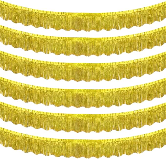 LOLStar Gold Foil Fringe Tinsel Garland, Tinsel Streamers Banner, 6 Pack | 60Ft by LOLSTAR