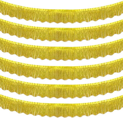 LOLStar Gold Foil Fringe Tinsel Garland, Tinsel Streamers Banner, 6 Pack | 60Ft by LOLSTAR