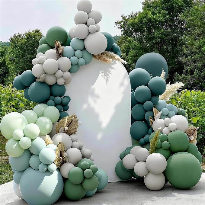 Sage Green Dusty Blue Balloons, 12 Inch Light Green Blue Sand White Latex - Image 5